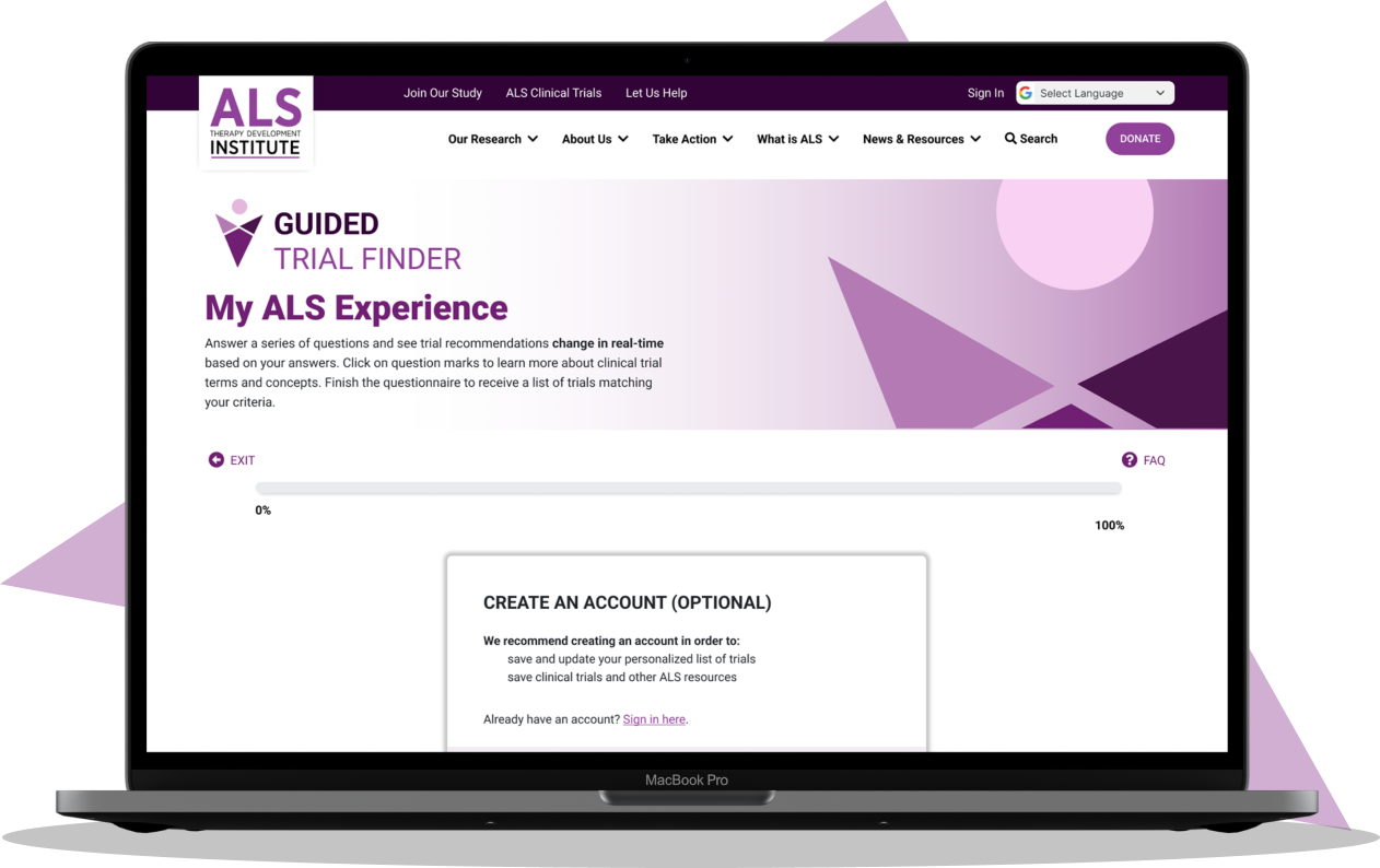 Get a personalized list of ALS trials